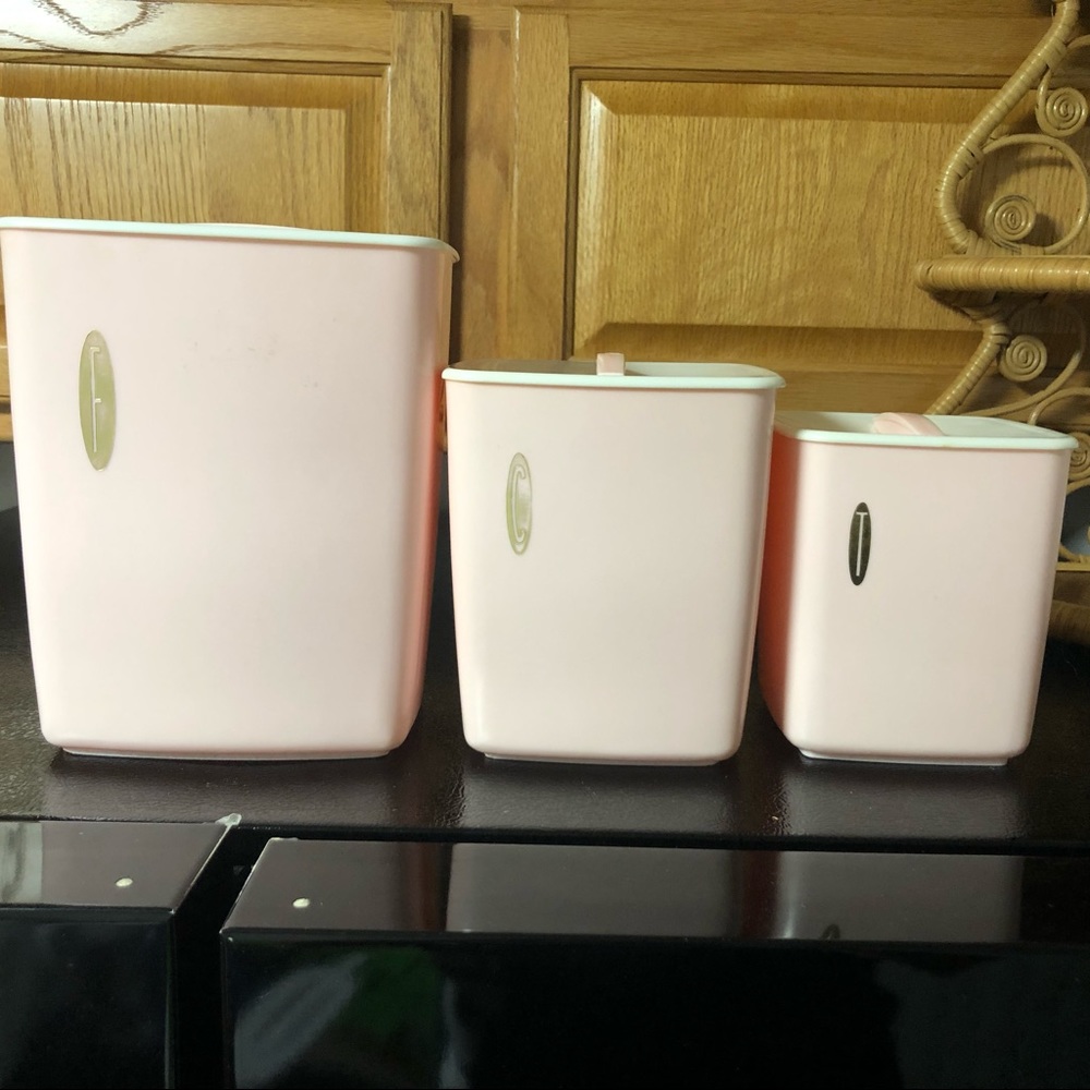 Vintage Rubbermaid Pink Three Piece Canister Set